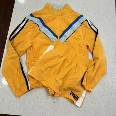 PINK Victoria’s Secret Yellow Windbreaker Jacket + Matching Shorts XS Track - Image 1 of 4