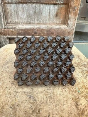 Bloque textil antiguo raro de madera tallado a mano con estampado de bloques de pavo real Foto 1 de 4