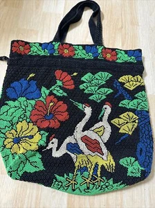 De Colección Años 70 Caramelo Cuentas Grúas Cartera Grande Bolso de Compras Bolso de Mano Bolso Hong Kong - Imagen 1 de 23