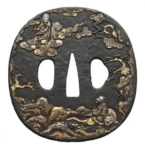 JAPANESE  SAMURAI SWORD  ANTIQUE KATANA TSUBA - Picture 1 of 2