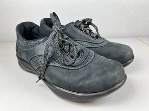 SAS Women's 7 W Wide Walk Easy Nero Black Nubuck Leather Comfort Walking Shoes - Picture 1 of 15