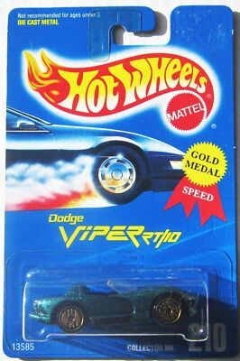 Tarjeta azul Hot Wheels Dodge Viper RT/10 VERDE #210 DORADO ULTRA HOTS GUH 1995 NUEVO Foto 1 de 2