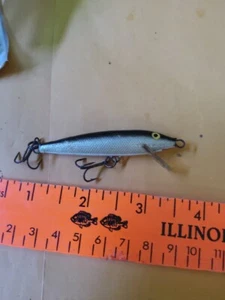 Vintage Original RAPALA Balsa Fishing Lure Black W Silver Minnow 2 1/2 " Long - Picture 1 of 3