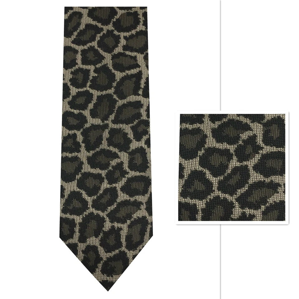 Nuevo Para Hombre Ajustado Delgado 2.25" Corbata Y Bolsillo Cuadrado Pañuelo LEOPARDO MARRÓN Foto 1 de 1