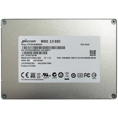 Micron 960GB SSD MTFDDAK960MAV M500 2.5" SATA Solid State Drive server new work - Image 1 of 2