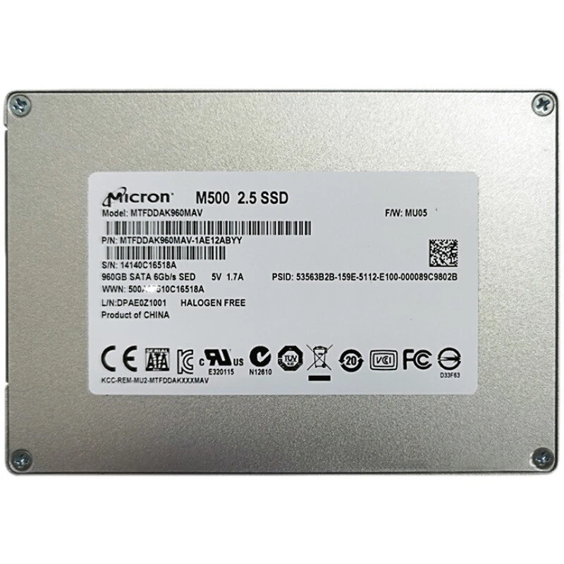Micron 960GB SSD MTFDDAK960MAV M500 2.5" SATA Solid State Drive server new work - Image 1 of 2