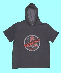 BUDWEISER Short Sleeve Pullover Hoodie Sweatshirt Bud Beer Hoody Men's Size: L - Picture 1 of 4