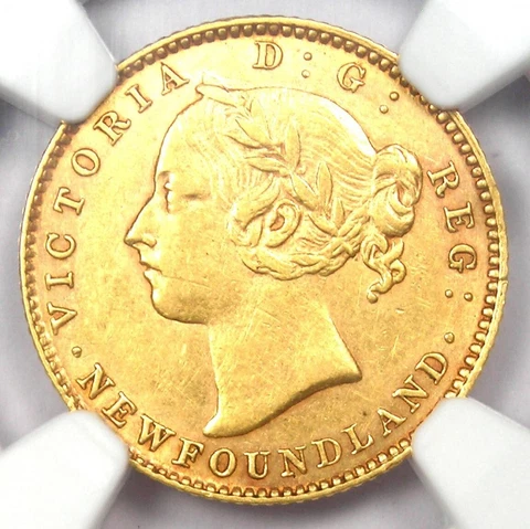 1888 Canada Newfoundland Victoria Gold $2 Coin - Certified NGC AU55 Cover