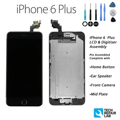 iPhone 6 Plus Retina LCD & Digitiser Touch Screen Full Assembly with Parts BLACK - Image 1 of 4