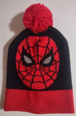 Marvel Spiderman Máscara Gorro Tejido Sombrero con Pompón, Bordado Ojos Reflectantes Foto 1 de 4