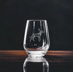German Shorthaired Pointer Stemless Wine Glasses x4 Premium 15 Oz Dog Gift NEW - Picture 1 of 9