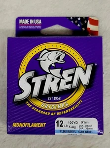 STREN ORIGINAL MONOFILAMENT ANGELLEINE 12 LB 100YD KLAR/BLAU FL. - Bild 1 von 2
