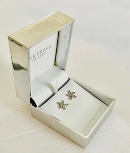 Sterling Silver Starfish Sea Star Cubic Zirconia Pierced Earrings - Picture 1 of 9