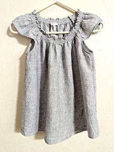 Joie sz XS 100% Linen Off The Shoulder Blouse Amesti gray/black shirt 3718 - Picture 1 of 3