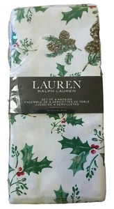 Ralph Lauren Juego de 4 Servilletas Piña Acebo 100% Tela Algodón 20"x20" Nuevo  - Imagen 1 de 12