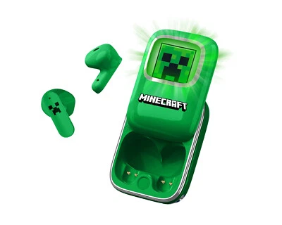 Minecraft Creeper TWS Wireless Earphones with LED Light Up Slider Charging Case - Image 1 of 4