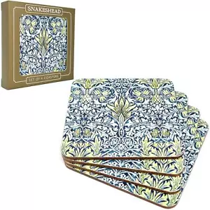 Set of 4 William Morris Snakeshead Floral Design Tea Coffee Cup Table Coasters - Picture 1 of 7