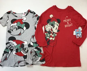 Lot Of 2 Minnie Mouse Disney Christmas Dress, Size 4/5.  Very Soft. - Picture 1 of 9