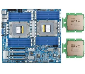 Gigabyte MZ73-LM0 Motherboard + 2x AMD EPYC GENOA 9754 CPU QS Version - Picture 1 of 5
