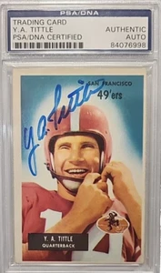 1955 BOWMAN S.F. 49ERS Y.A. TITTLE CARD #72. SIGNED AUTH! PSA/DNA ENCASED! POP 1 - Bild 1 von 3