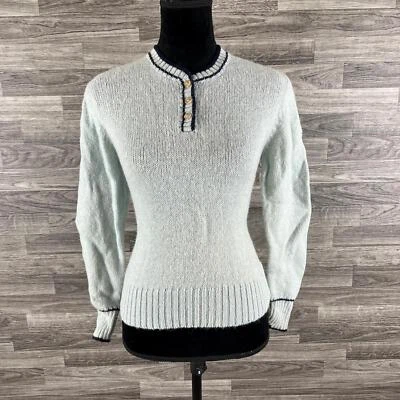 SHETLANDER CRAZY HORSE Button Front Gray 100% Wool Knit Sweater Women's Size S - Image 1 of 4