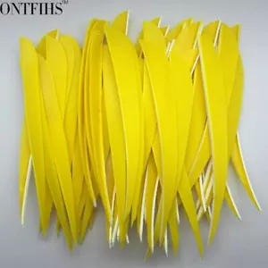 50PCS 5inch Yellow Parabolic Vanes Fletches Feathers Fletching RW LW - Picture 1 of 6