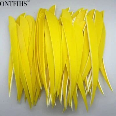 50PCS 5inch Yellow Parabolic Vanes Fletches Feathers Fletching RW LW - Image 1 of 4
