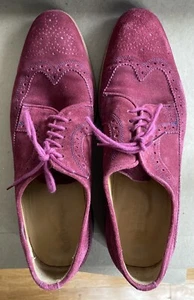 Charles Tyrwhitt London Burgundy Red Suede Brogue Formal Dress Shoes Men’s UK 9 - Picture 1 of 5