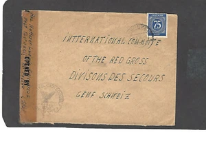 WW II 1946 CENSORED OBERNZELL,GERMANY TO INTL RED CROSS, GENEVA,SWITZERLAND - Picture 1 of 2