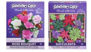 Sensory Clay Floral Collection Succulents & Roses Air Dry Clay Kit Lot of 2 - Picture 1 of 12