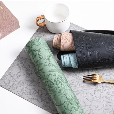 Wipe Clean Floral Design PU Leather Placemats Set of 4 for Everyday Use - Image 1 of 4