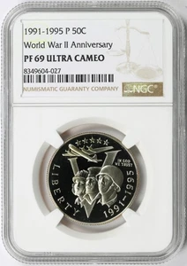 1991-1995 P 50c World War 2 WWII Commemorative Half Dollar NGC PF69UCAM - Picture 1 of 4