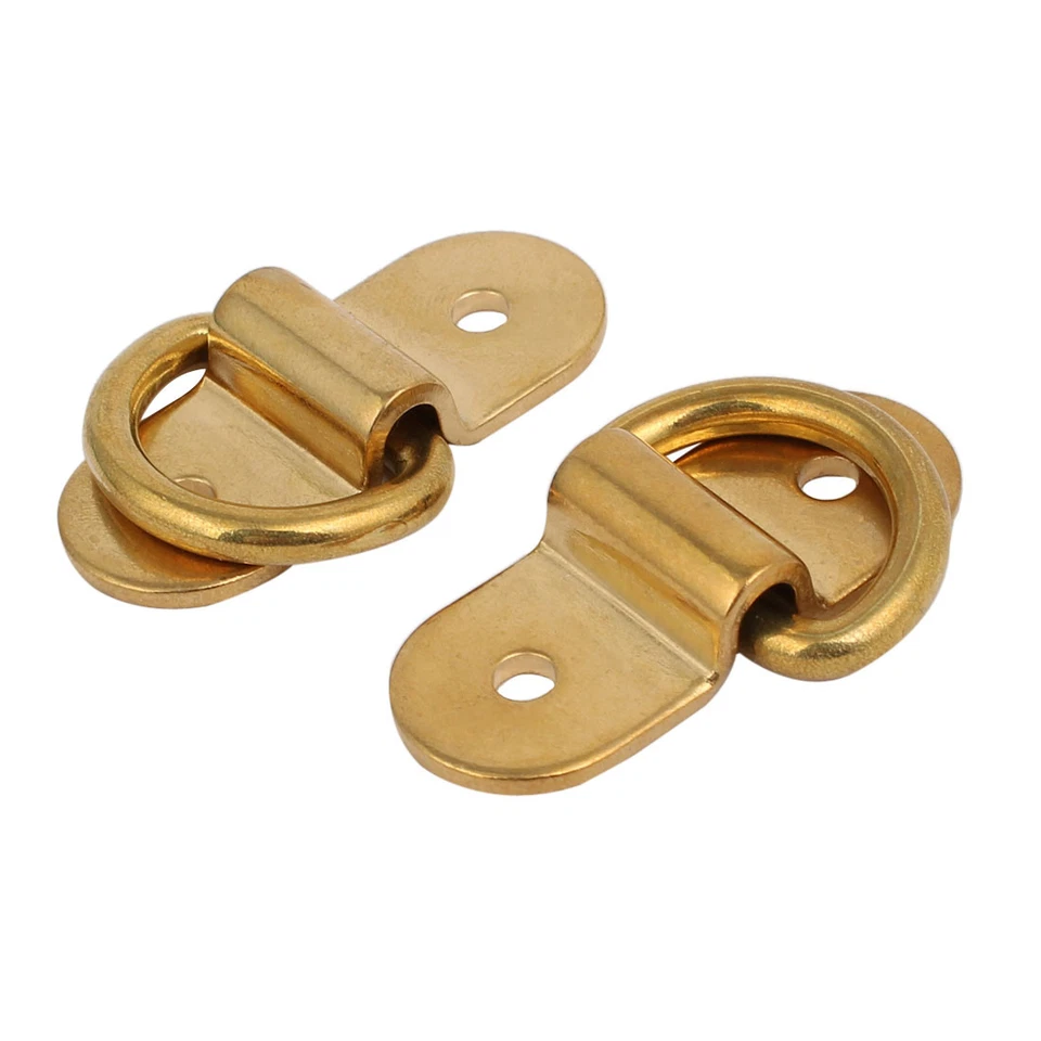 4/5" D Ring Brass Surface-Mounted Tie Down Lashing Ring w Screws 2pcs - Imagem 1 de 3