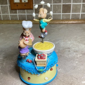 Enesco Spieluhr 1994 - Backen Happy Mäuse - animiert - Pfeife während der Arbeit - Bild 1 von 8