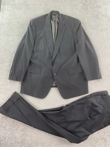 Ermenegildo Zegna Suit 50 R Black Wool Subtle Striped Luxury Jacket Pants 42x30 - Picture 1 of 23