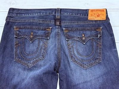 Pantalones de mezclilla True Religion para hombre 44 x 34 azules Billy bolsillos con solapa corte bota hechos en EE. UU. Foto 1 de 4