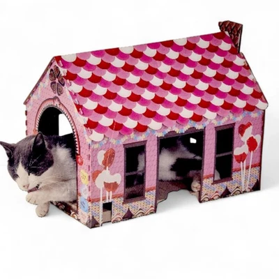 Heart To Tail Valentines Day Pink Heart Candy Sweets Cat House Scratching Board - Image 1 of 4