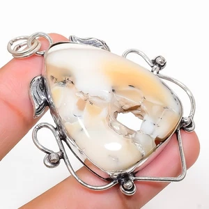 Dendrite Opale Gemma a Mano 925 Argento Sterling Ciondolo Gioielli - Foto 1 di 5