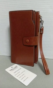 Yaluxe Sturdy Leather Wallet Wristlet Style Rust Brown New Other With Tag - Picture 1 of 16