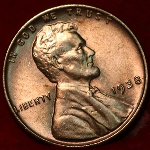 Uncirculated Red 1938 Philadelphia Mint Copper Lincoln Wheat Cent - Picture 1 of 2