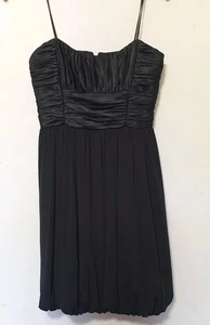Damen Cocktail Party Kleid schwarz Größe 10 Chiffon gerafftes Oberteil Reißverschluss hinten neu mit Etikett - Bild 1 von 9