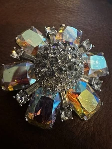 Atemberaubende Vintage signierte Jomaz seltene verspiegelte AB Strass gewölbte Brosche - Bild 1 von 7
