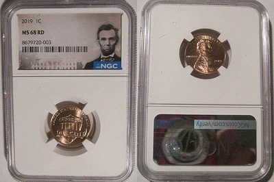 2019 P Lincoln SHIELD Cent 1c NGC MS 68 RD Lincoln Label - Image 1 of 2