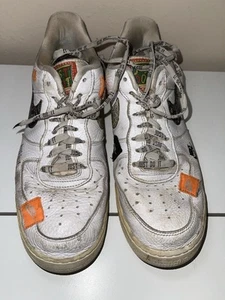 Nike Just Do It Air Force 1 White A03977-100 Low Top Boys Kids Shoes Used 10Y - Picture 1 of 8