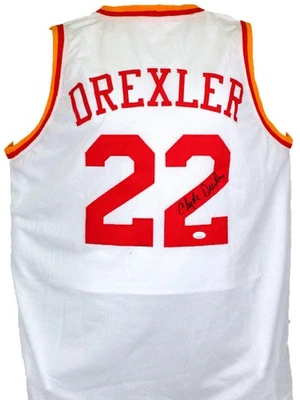 Clyde Drexler Autographed White Pro Style Jersey- JSA W *Black - Image 1 of 4