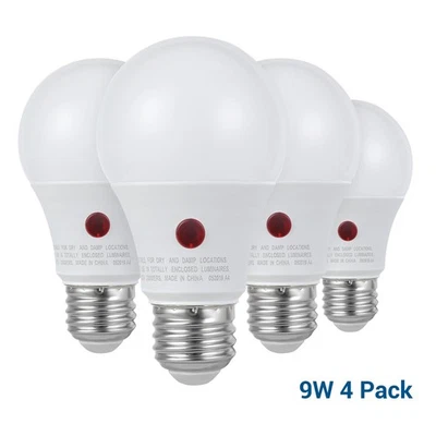 DEWENWILS Dusk to Dawn LED Sensor Light Bulb- 4 Pack Automatic On/Off, 800 Lumen