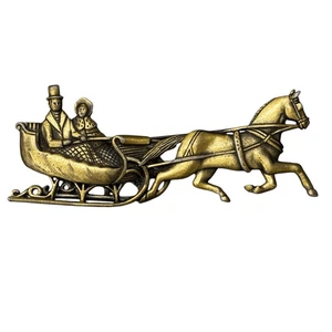 JJ Jonette Gold Tone Vintage Sleigh Ride Brooch - Picture 1 of 6