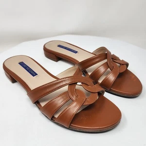 Stuart Weitzman sandalo cami nodo ad anello donna 7M pelle marrone punta aperta slide - Foto 1 di 12