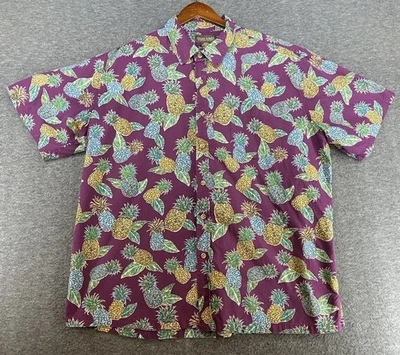 Cooke Street Mens Hawaiian Purple Pineapple Print Button Up Shirt Size 2XL - Image 1 of 4