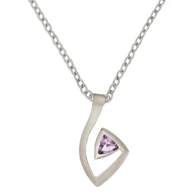 Silverly Pendente Donna Argento 925 Collana Nota Musicale Ametista Triangolare - Immagine 1 di 3